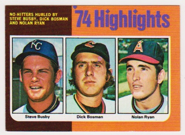 1975 Topps Nolan Ryan/Dick Bosman/Steve Busby  #7 Card 