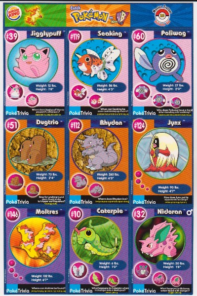 1999 Pokemon Master Trainer Collector Set 9 Card Uncut Sheet #20