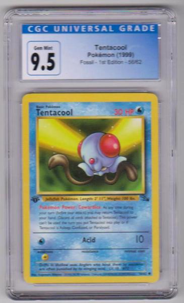 Graded CGC Gem Mint 9.5 - Tentacool 1999 Pokemon Fossil #56/62 Card