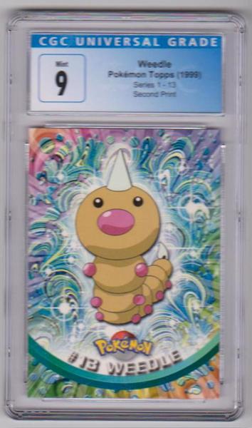 Graded CGC Mint 9 - Weedle 1999 Topps Pokemon Series 1 #13 Card