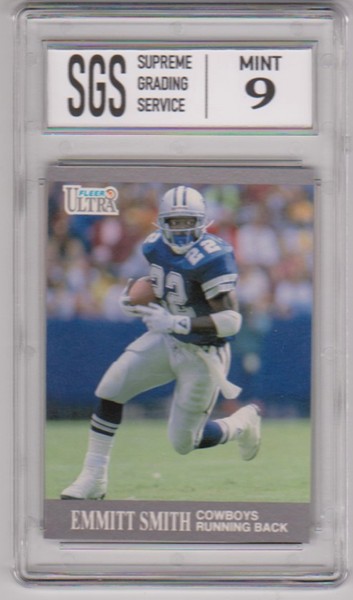 Graded Mint 9 - Emmitt Smith 1991 Fleer Ultra #165 Card