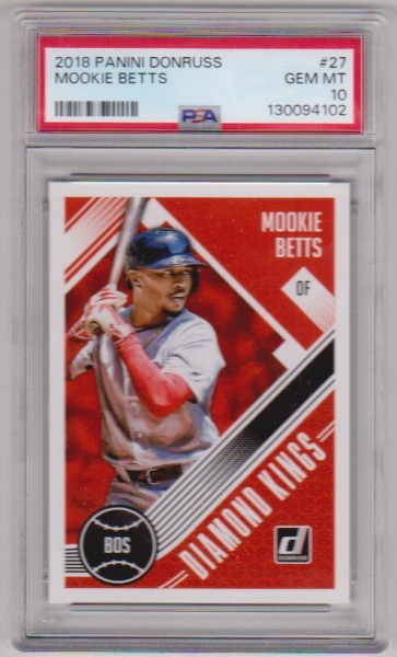 Graded PSA Gem Mint 10 - Mookie Betts 2018 Donruss #27 Card