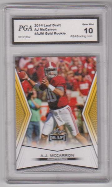Rookie Graded Gem Mint 10 - A.J. McCarron 2014 Leaf Draft Gold #AJM Card
