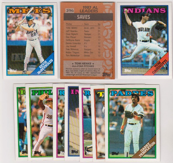 ERROR LOT - 10 Assorted 1988 Topps Baseball Wrong Back Errors w/ Kevin McReynolds Front + More
