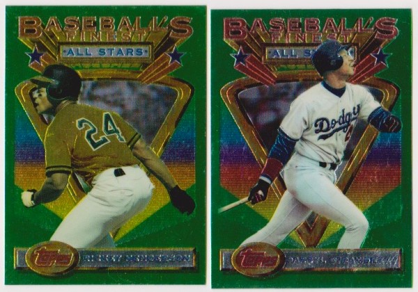 1993 Topps Finest Rickey Henderson #86 + Darryl Strawberry #89 Card Pair