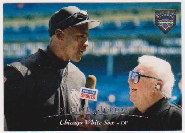 Michael Jordan 1995 Upper Deck Electric Diamond Baseball #200 Insert Card w/ Harry Caray