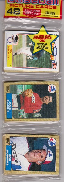 1987 Topps Baseball 49 Card Rack Pack w/ Kirby Puckett On Front