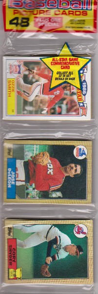  1987 Topps Baseball 49 Card Rack Pack w/ Ozzie Smith On Front