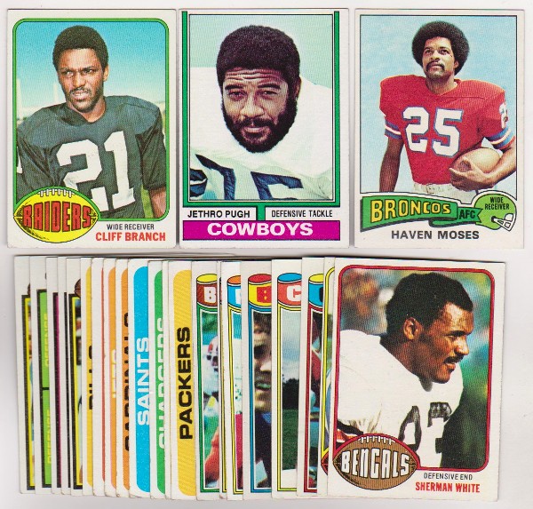 24 Different 1970's Topps Football Cards (1974-1979) w/ Cliff Branch+ More