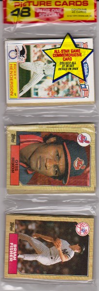 1987 Topps Baseball 49 Card Rack Pack w/ Rickey Henderson On Front