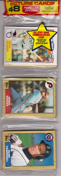 1987 Topps Baseball 49 Card Rack Pack w/ Wade Boggs On Front