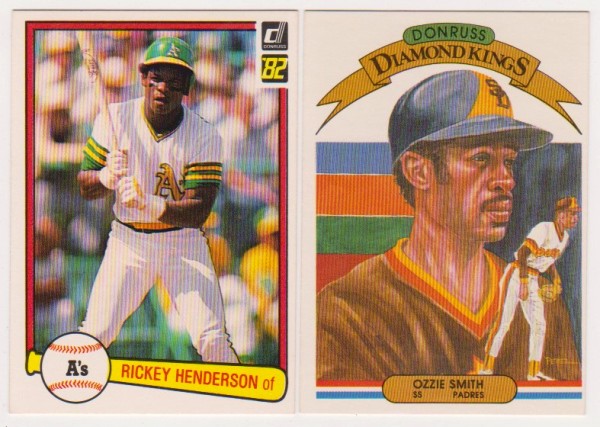 1982 Donruss Rickey Henderson #113 + Ozzie Smith #21 Pair - HOF'ers