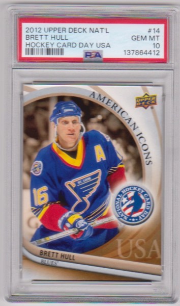 Graded PSA Gem Mint 10 - Brett Hull 2012 Upper Deck National Hockey Card Day USA #14 Card