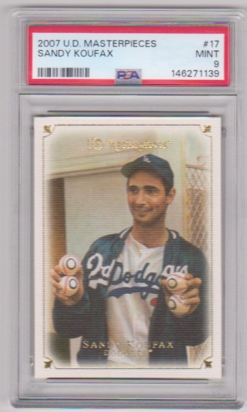 Graded PSA Mint 9 - Sandy Koufax 2007 Upper Deck Masterpieces #17 Card