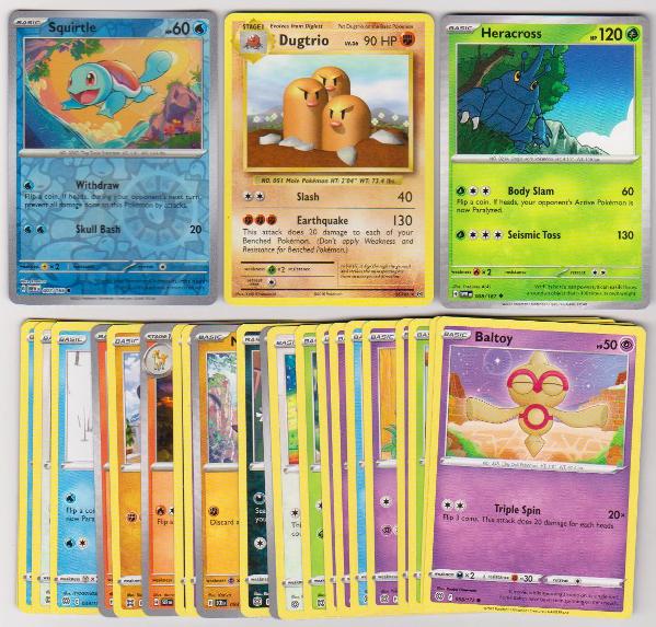 25 Different Pokemon Trading Cards w/ Squirtle REVERSE HOLO + More