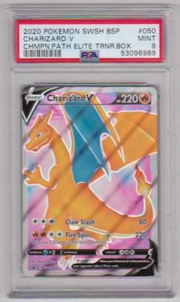 Graded PSA Mint 9 - Charizard V 2020 Pokemon Black Star Promos #SWSH050 Elite Trainer Box Card