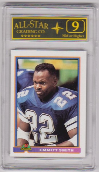 Graded 9 - Emmitt Smith 1991 Bowman #117 Card