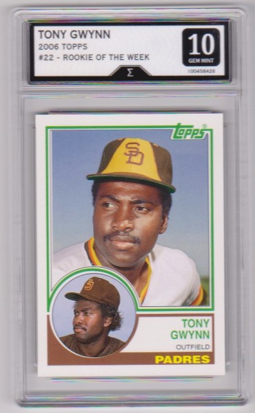 Graded Sigma Gem Mint 10 - Tony Gwynn 2006 Topps Rookie Of The Week #22 Card