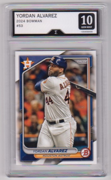 Graded Sigma Gem Mint 10 - Yordan Alvarez 2024 Bowman #53 Card
