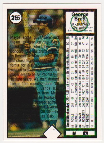  Error - George Brett 1989 Upper Deck w/ Brett/Blankenship Double Print Back - Rare Misprint