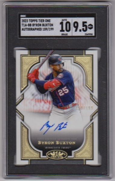 Graded SGC Mint+ 9.5 - Byron Buxton 2023 Topps Tier One #T1A-BB Certified Autographed Insert Card (#159/199 Produced!)