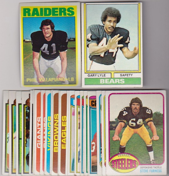 24 Different 1970's Topps Football Cards (1972-1979) W/ Phil Villapiano + More