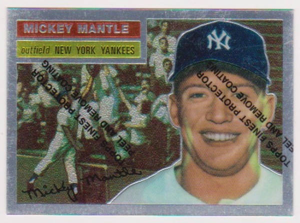 Mickey Mantle 1956 Topps #135 Commemorative Card - 1996 Topps Finest #6 of 19 Insert Card