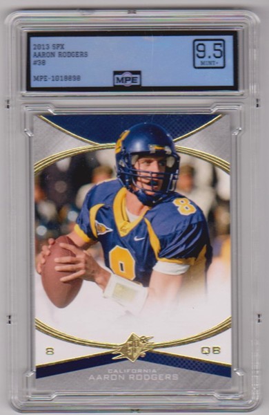 Graded MPE Mint+ 9.5 - Aaron Rodgers 2013 Upper Deck SPx #38 Card