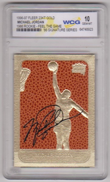 Graded Gem Mint 10 - Michael Jordan 1996-97 Fleer Feel The Game '86 Signature Series 23 Kt Gold Card