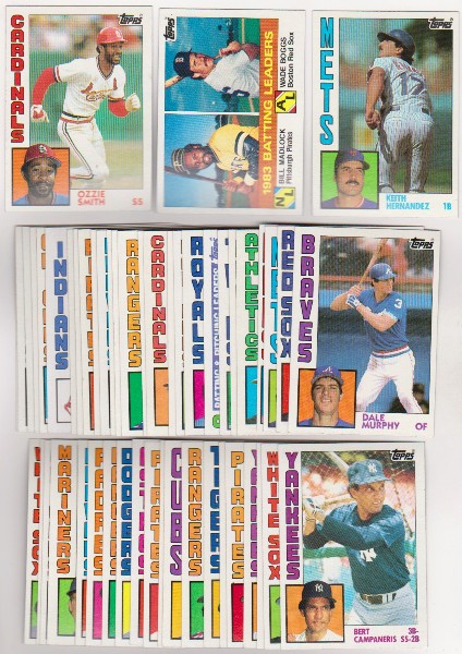 50 Different 1984 Topps Baseball Cards w/ Ozzie Smith + More