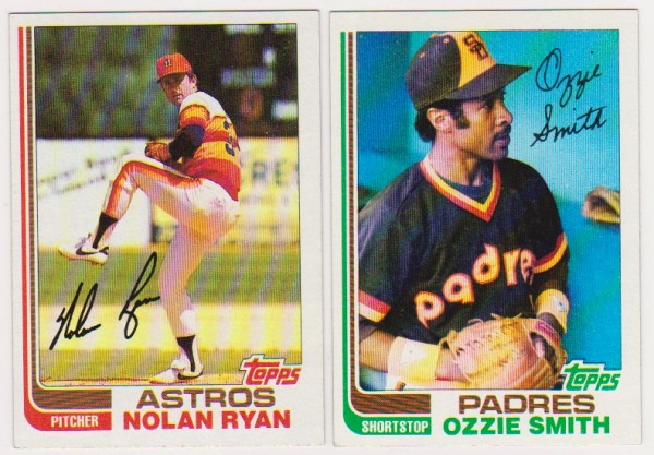1982 Topps Nolan Ryan #90 + Ozzie Smith #95 Card Pair 
