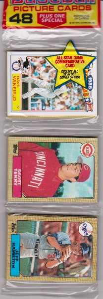 1987 Topps Baseball 49 Card Rack Pack w/ Dave Winfield On Front