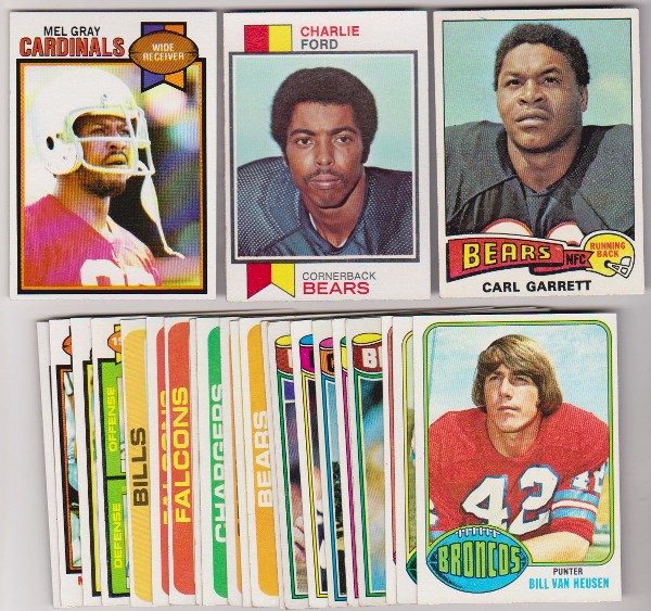 24 Different 1970's Topps Football Cards (1973-1979) w/ Mel Gray + More