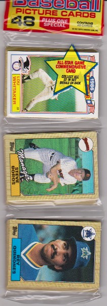 1987 Topps Baseball 49 Card Rack Pack w/ Lou Whitaker On Front
