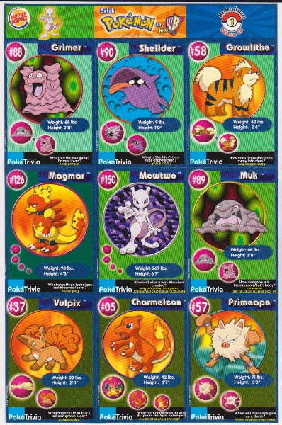 1999 Pokemon Master Trainer Collector Set Uncut 9 Card Sheet #1