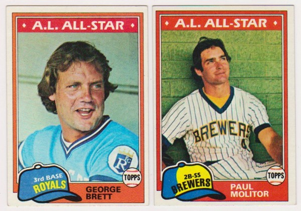 1981 Topps George Brett #700 + Paul Molitor #300 Card Pair