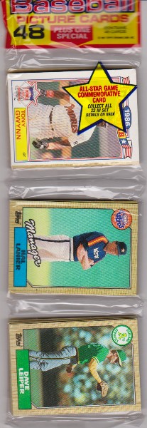 1987 Topps Baseball 49 Card Rack Pack w/ Tony Gwynn On Front