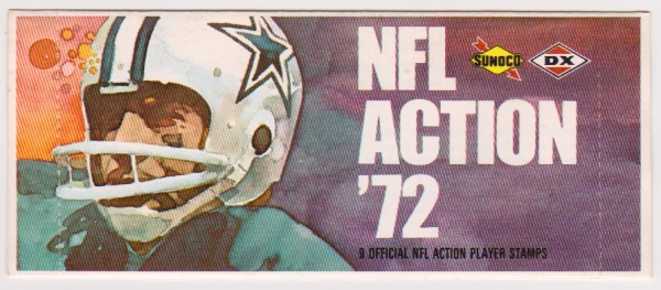 Sealed 1972 NFL Action '72 Sunoco Pack With 9 Player Stamps Inside