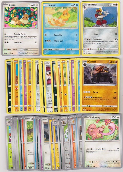 50 Different Pokemon Trading Cards w/ Eevee + More