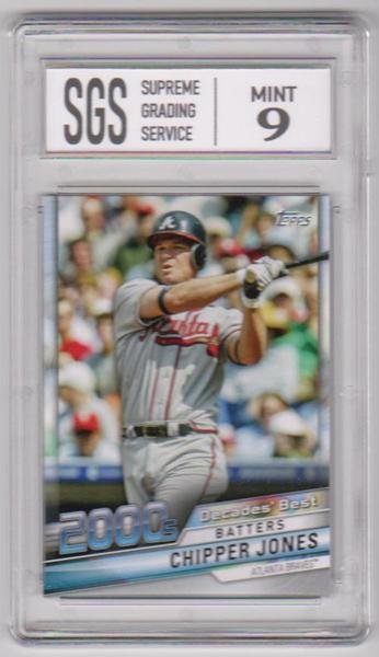 Graded Mint 9 - Chipper Jones 2020 Topps Decades' Best #DB-70 Insert Card