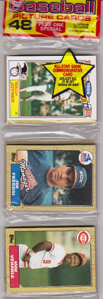 1987 Topps Baseball 49 Card Rack Pack w/ Wally Joyner On Front