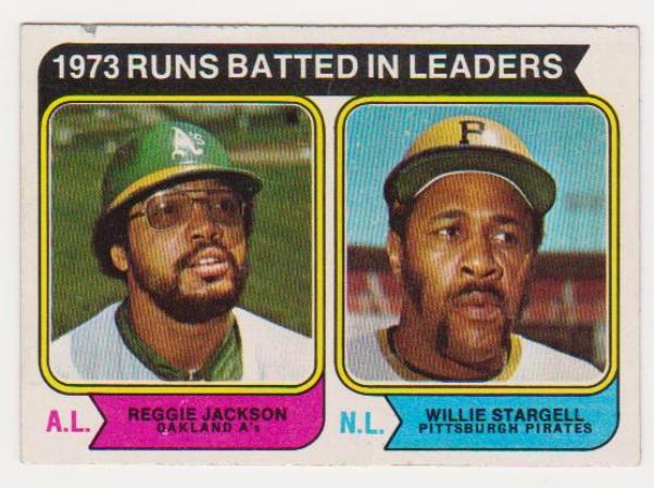 1974 Topps Reggie Jackson + Willie Stargell #203 Card - HOF'ers