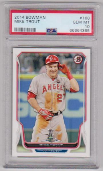 Graded PSA Gem Mint 10 - Mike Trout 2014 Bowman #168 Card
