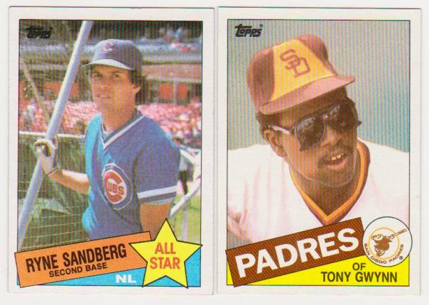 1985 Topps Ryne Sandberg #460 + Tony Gwynn #660 Card Pair