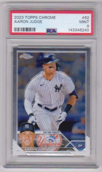 Graded PSA Mint 9 - Aaron Judge 2023 Topps Chrome #62 Card