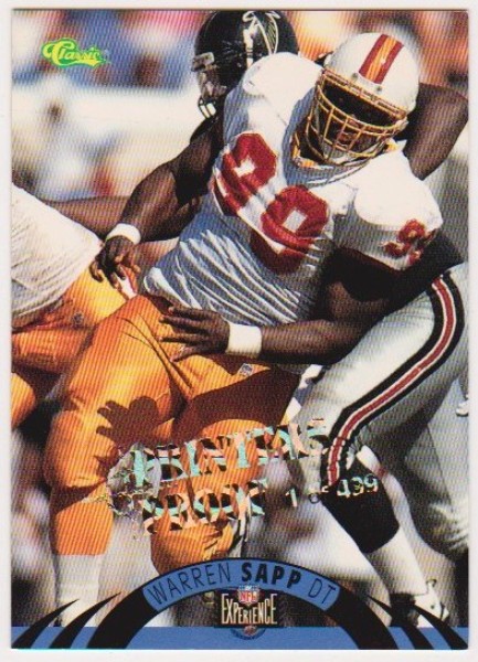 Only 499 Exist - Warren Sapp 1996 Classic NFL Experience Printers Proof #119 Insert Rookie Card