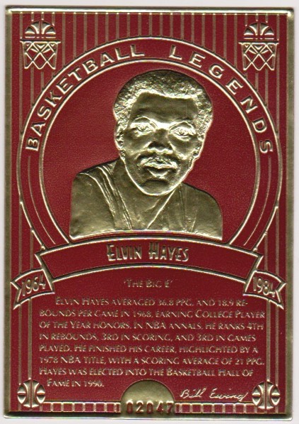 1993 Legendary Foils Elvin Hayes Sculpted Card With COA 