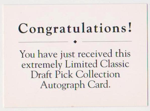 Signed - Pat Falloon 1991 Classic Draft Picks Certified Autographed ...