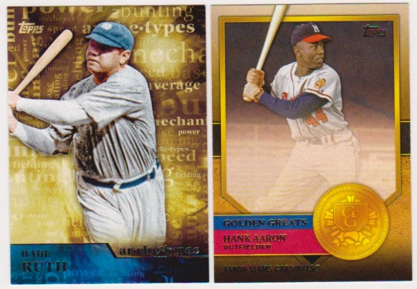 Babe Ruth + Hank Aaron Baseball Card Pair