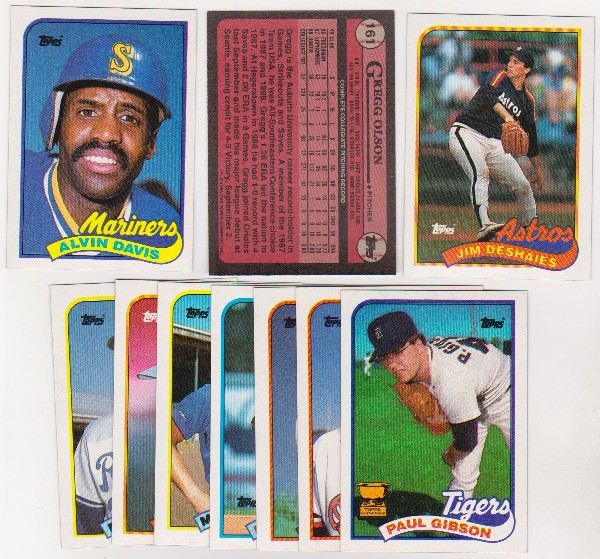 ERROR LOT - 10 Different 1989 Topps Baseball Wrong Back Errors - Alvin Davis Front & More